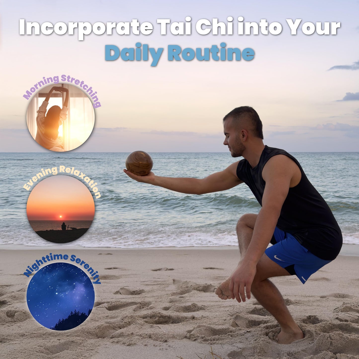 Tai Chi Ball Wooden Ball_ Tai chi Ball Qigong Martial Arts Kungfu Exercise Equipment. Wooden Ball for tai chi Practice and Book Applicable. tai chi DVD Practice for Beginners and Older