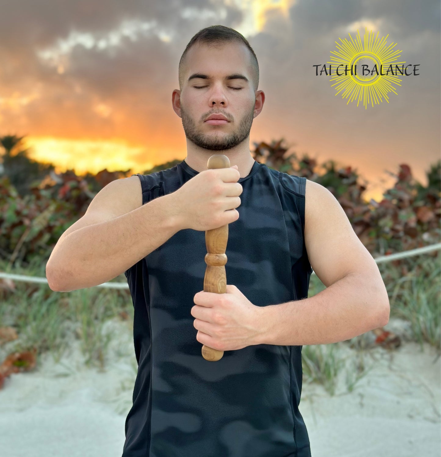 Handcrafted wooden Tai Chi stick – enhance posture, chi flow, and body awareness.