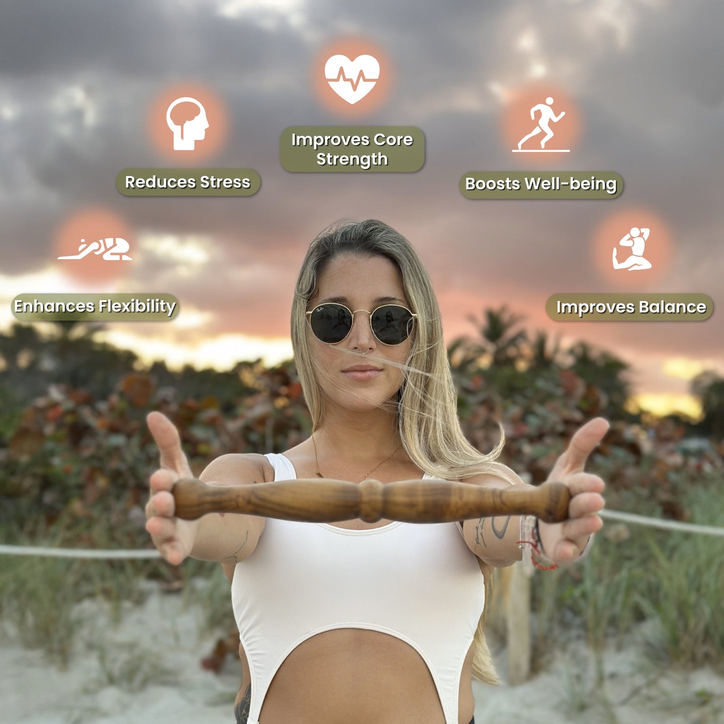 Handcrafted wooden Tai Chi stick – enhance posture, chi flow, and body awareness.